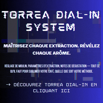 Bannière Torrea Dial-In System — application de réglage de moulin et paramètres d'extraction café