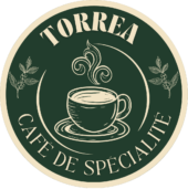 Logo Torrea Café de spécialité avec tasse de café stylisée et grains sur fond vert